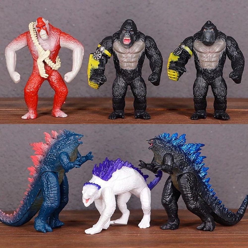 Set of 6 Monster x Kong: The New Empire, Dinosaur Dragon Toys Action Figures,